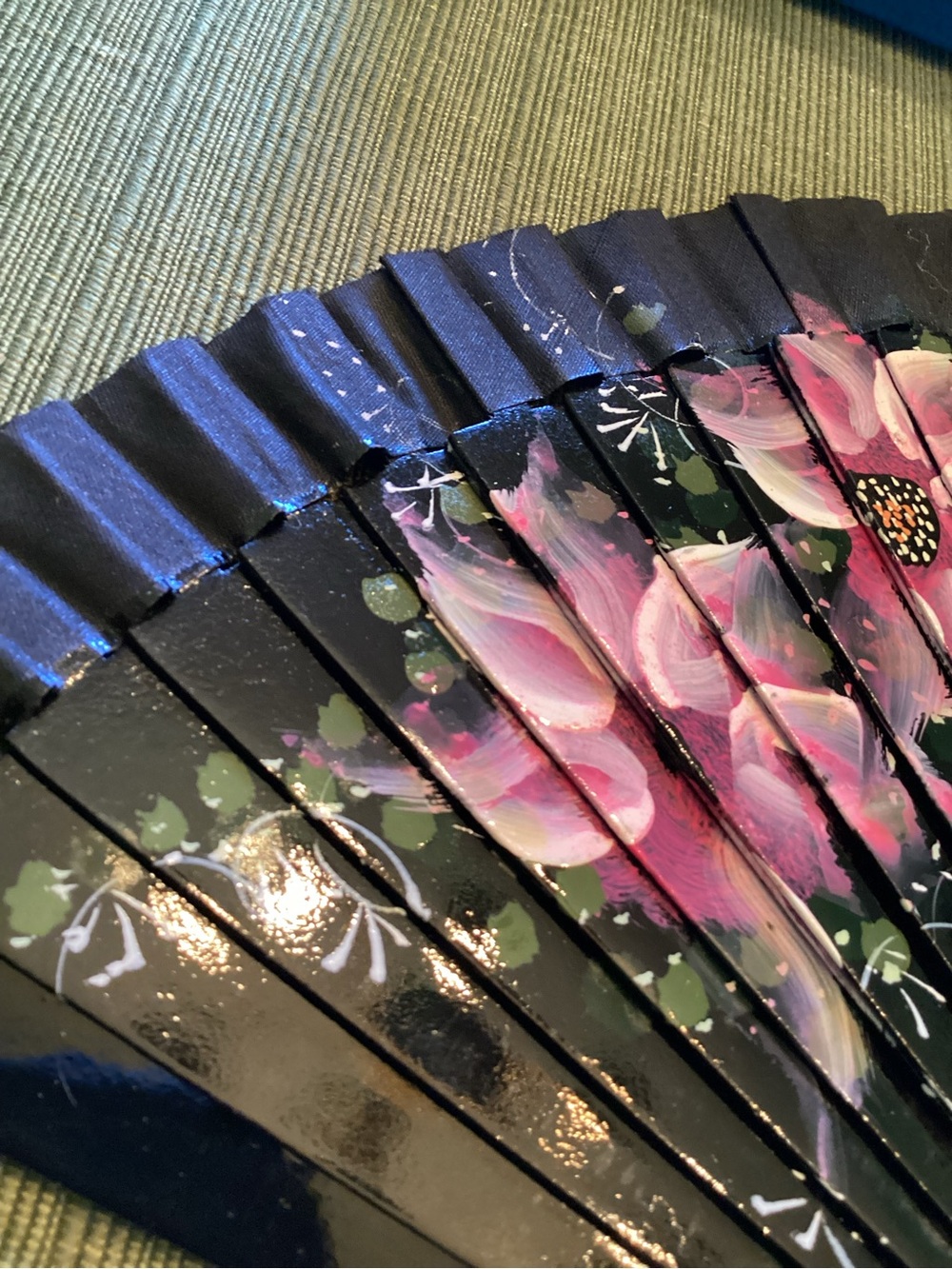 Malvi Hand Painted Wood Fan, Imported From Spain - Picture 3 of 11